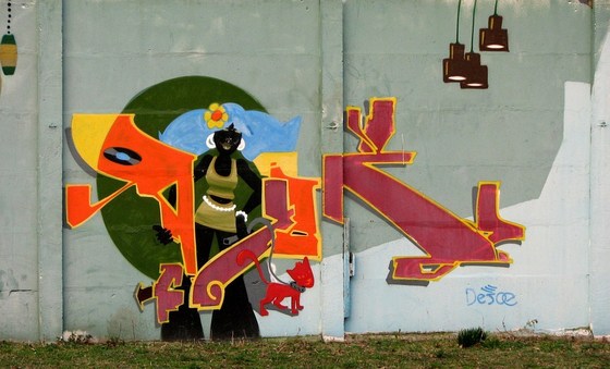 abstraktes Mauerbild