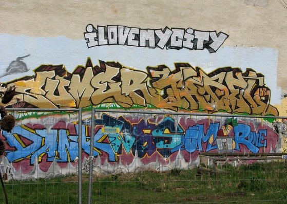 Graffito "I love my city"