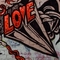 abstrakte Wandmalerei, Schrift "Life is Love"