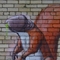 Wandmalerei: Eichhörnchen mit einer Peniseichel als Kopf