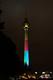Berliner Fernsehturm in verschiedenfarbiger Beleuchtung